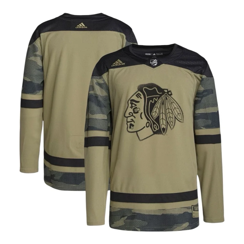 Adidas Chicago Blackhawks Military‎ Appreciation Practice Jersey Sz 50 Camo NHL